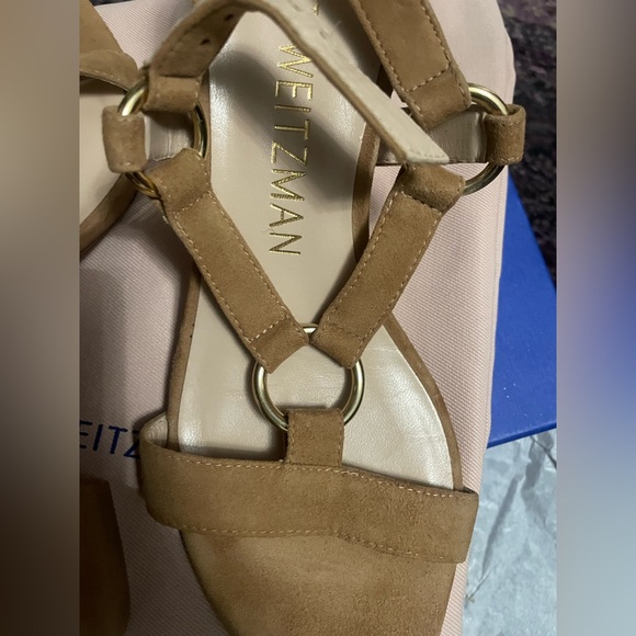 Gorgeous Stuart Weitzman Lalita Suede Heeled Slingback Sandals w/Gold Hardware🩷 - Picture 11 of 14
